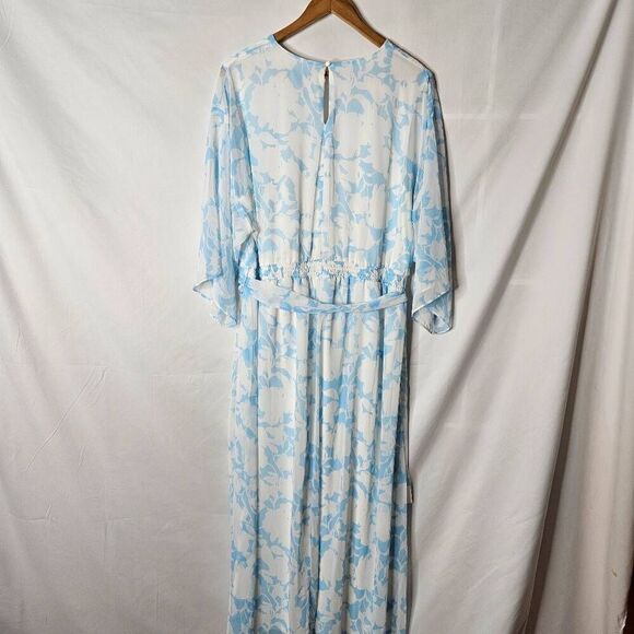 Lane Bryant Light Blue Floral Chiffon Like Lightweight‎ Maxi Dress sz 22 - Picture 2 of 6
